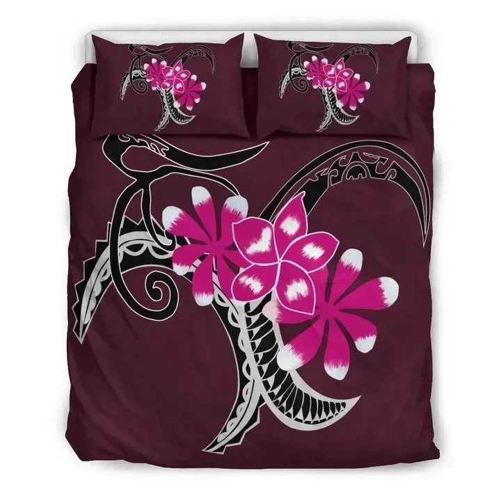 Alohawaii Bedding Set - Cover and Pillow Cases Hawaiian Plumeria Polynesian Pink- | Alohawaii.co