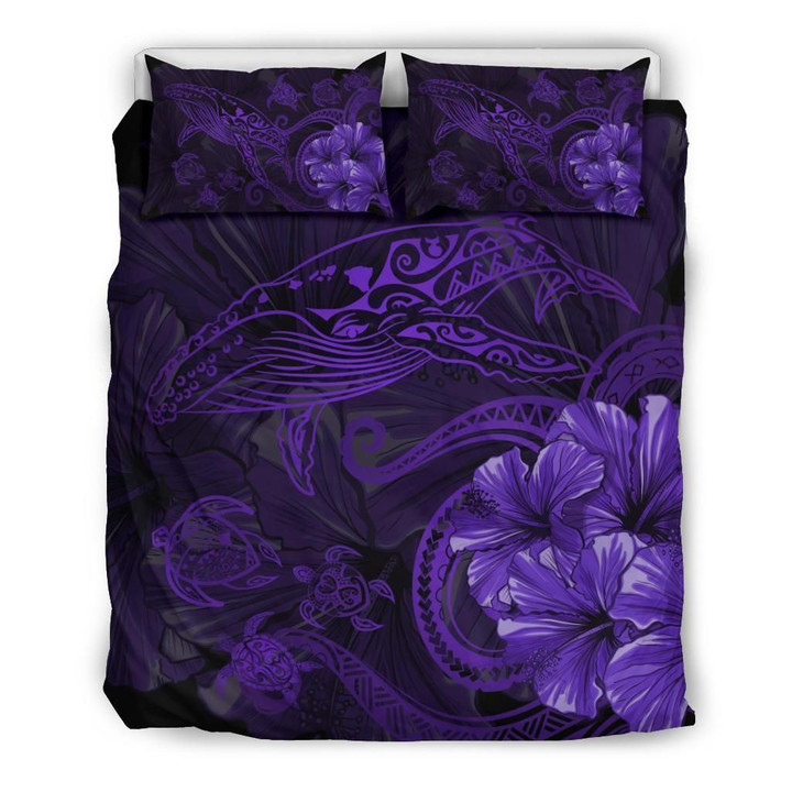 Alohawaii Bedding Set - Cover and Pillow Cases Hawaiian Hibiscus Whale Turtle Dance  Polynesian - Purple | Alohawaii.co