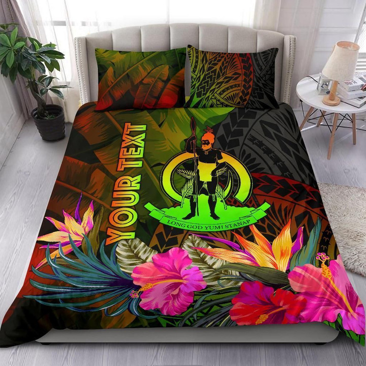 Alohawaii Bedding Set - Cover and Pillow Cases Vanuatu Polynesian Personalised -  Hibiscus and Banana Leaves | Alohawaii.co