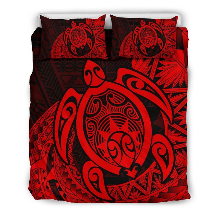 Alohawaii Bedding Set - Cover and Pillow Cases Hawaiian - Hawaii Polynesian TurtleDaria Style Red | Alohawaii.co