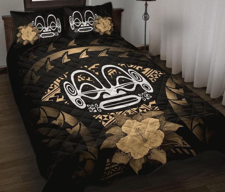Alohawaii Home Set - Quilt Bed Set Marquesas Islands Hibiscus Gold | Alohawaii.co