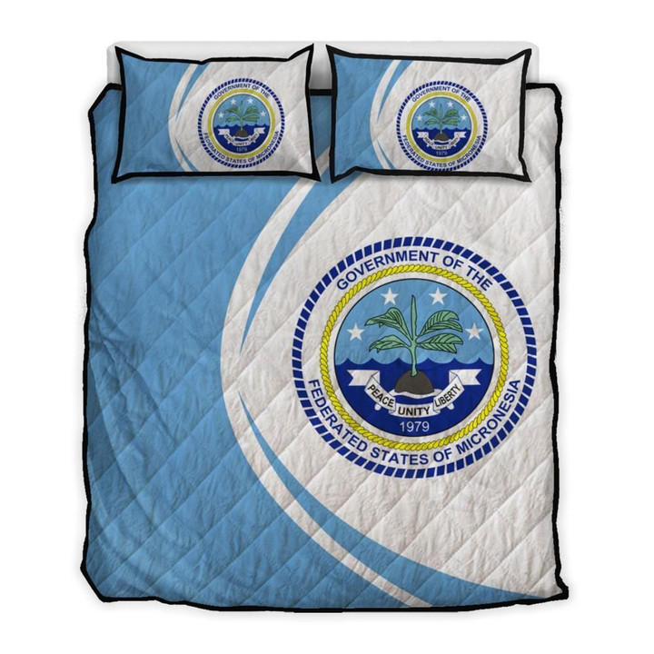 Alohawaii Home Set - Quilt Bed Set Federated States of Micronesia Flag Coat Of Arms Circle | Alohawaii.co