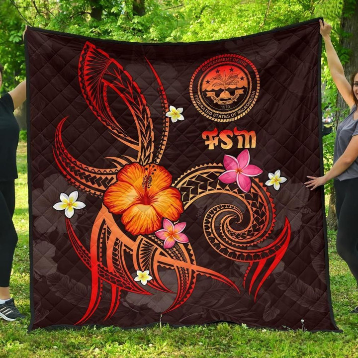 Alohawaii Home Set - Premium Quilt Federated States of Micronesia Polynesian - Legend of FSM (Red) - BN15