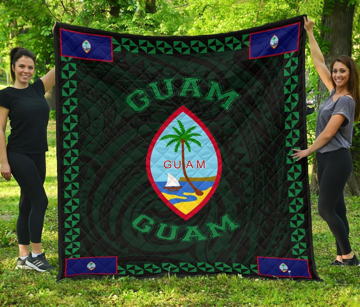 Alohawaii Home Set - Premium Quilt Guam Polynesian Green - Love Style - J11