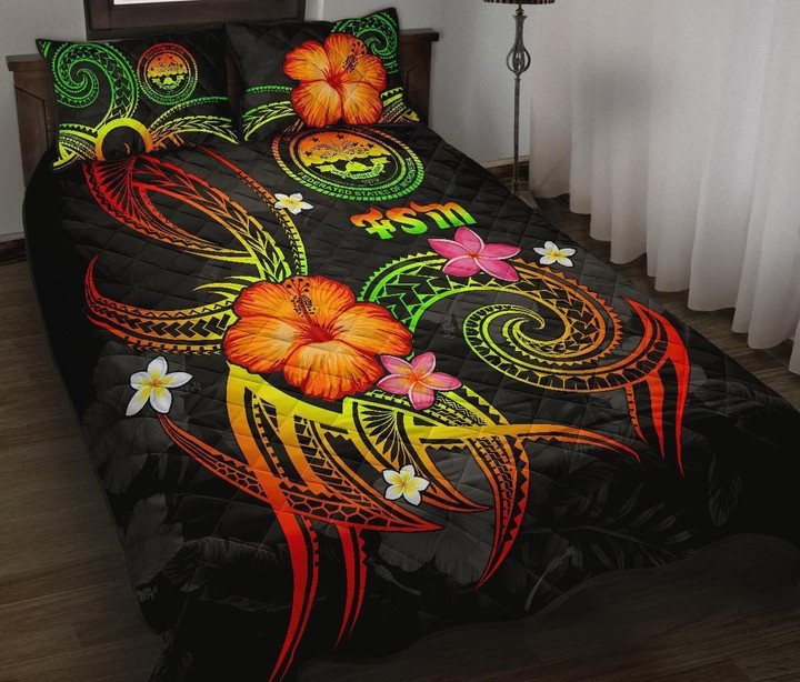 Alohawaii Home Set - Quilt Bed Set Federated States of Micronesia Polynesian - Legend of FSM (Reggae) | Alohawaii.co