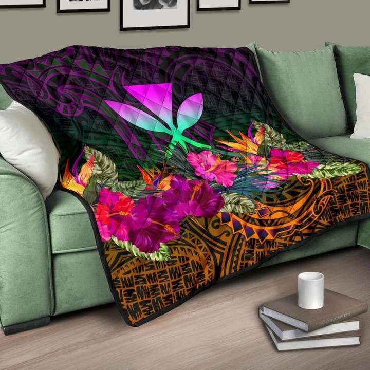 Alohawaii Home Set - Premium Quilt Polynesian Hawaii Kanaka Maoli - Summer Hibiscus - BN15