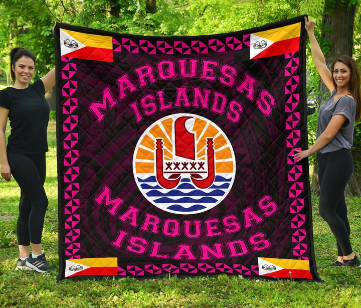 Alohawaii Home Set - Premium Quilt Marquesas Islands Polynesian Pink - Love Style - J11