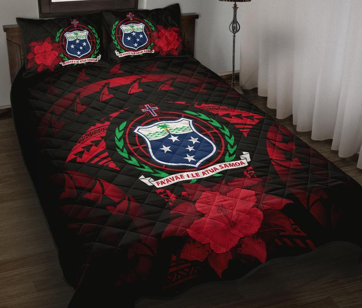 Alohawaii Home Set - Quilt Bed Set Samoa Hibiscus Red | Alohawaii.co