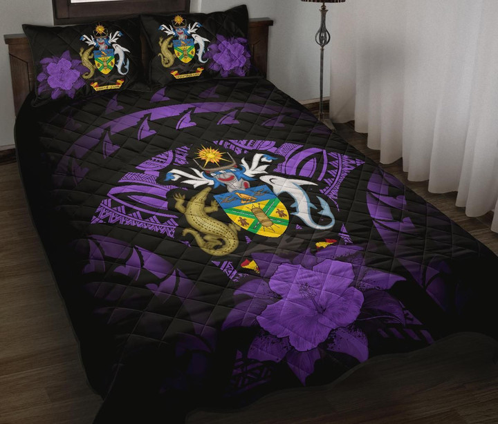 Alohawaii Home Set - Quilt Bed Set Solomon Islands Hibiscus Purple | Alohawaii.co