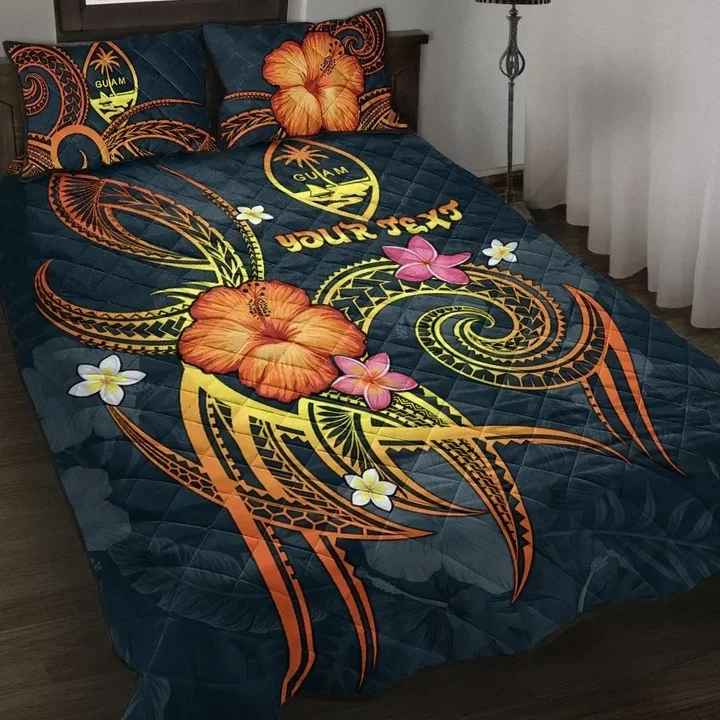 Alohawaii Home Set - Quilt Bed Set Guam Polynesian Personalised - Legend of Guam (Blue) | Alohawaii.co
