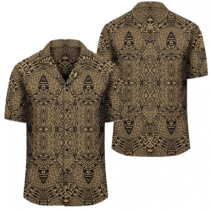 Alohawaii Shirt - Polynesian Lauhala Mix Gold Hawaiian Shirt