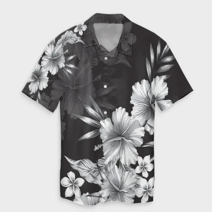 Alohawaii Shirt - Hawaiian Hibiscus Black And White Polynesian Hawaiian Shirt