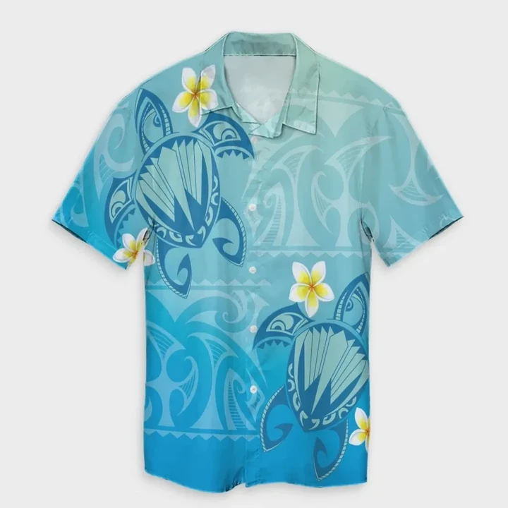Alohawaii Shirt - Hawaii Plumeria Deep Blue Turtle Hawaiian Shirt