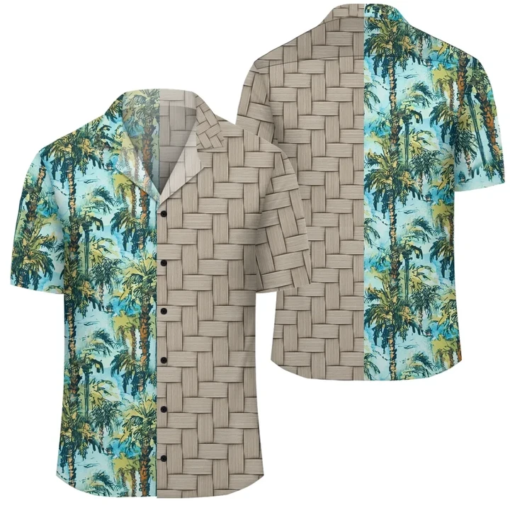 Alohawaii Shirt - Tropical Palm Trees Blue Lauhala Moiety Hawaiian Shirt