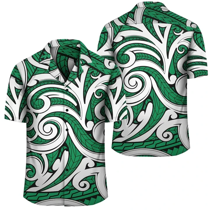 Alohawaii Shirt - Polynesian Maori Ethnic Ornament Green Hawaiian Shirt