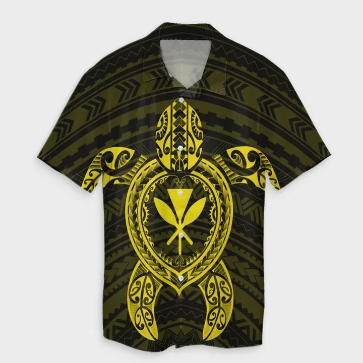 Alohawaii Shirt - Hawaiian Turtle Kanaka Polynesian Hawaiian Shirt Yellow