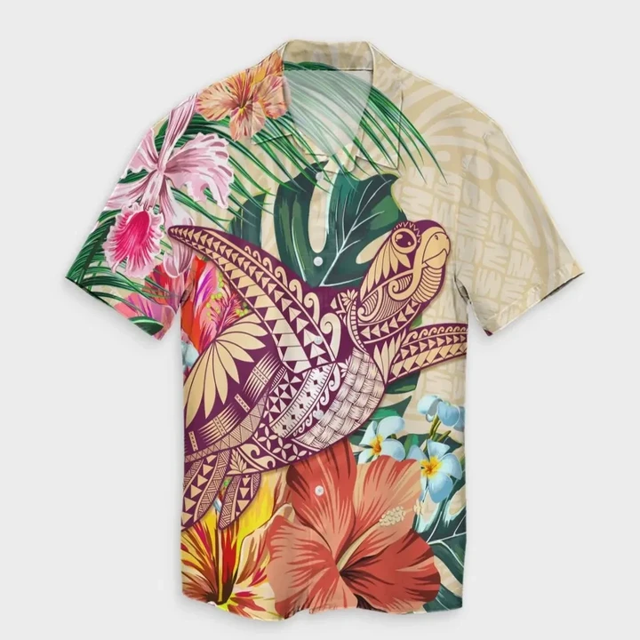 Alohawaii Shirt - Hawaii Tropical Hibiscus Turtle Beige Hawaiian Shirt