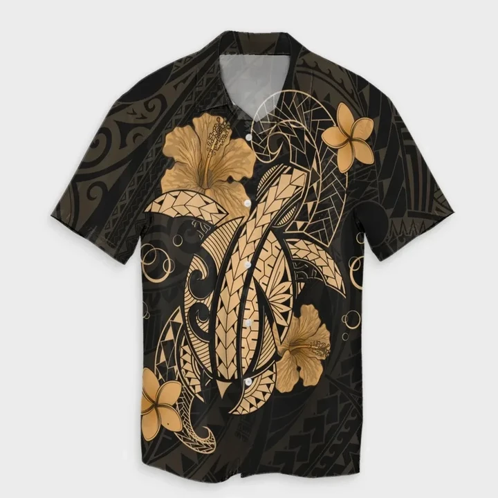 Alohawaii Shirt - Hawaii Turtle Flower Polynesian Hawaiian Shirt Gold