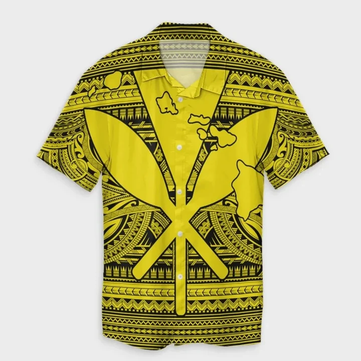 Alohawaii Shirt - Hawaiian Kanaka Polynesian Tribal Hawaiian Shirt Reggae Color Yellow