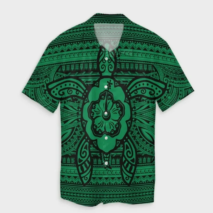 Alohawaii Shirt - Hawaiian Turtle Polyensian Tribal Hawaiian Shirt Green