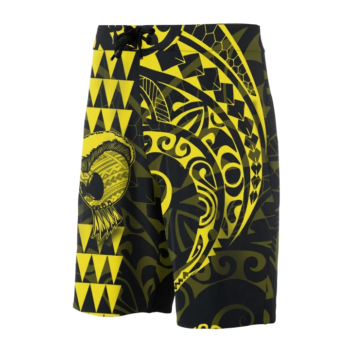 Alohawaii Short - Hawaii Polynesian Warrior Board Shorts Yellow V.2