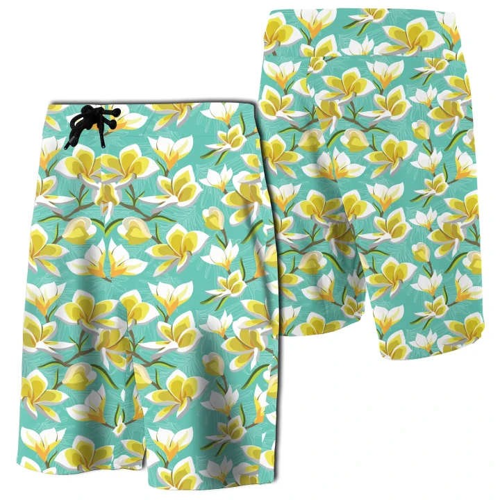 Alohawaii Short - Tropical Plumeria Blue Board Shorts