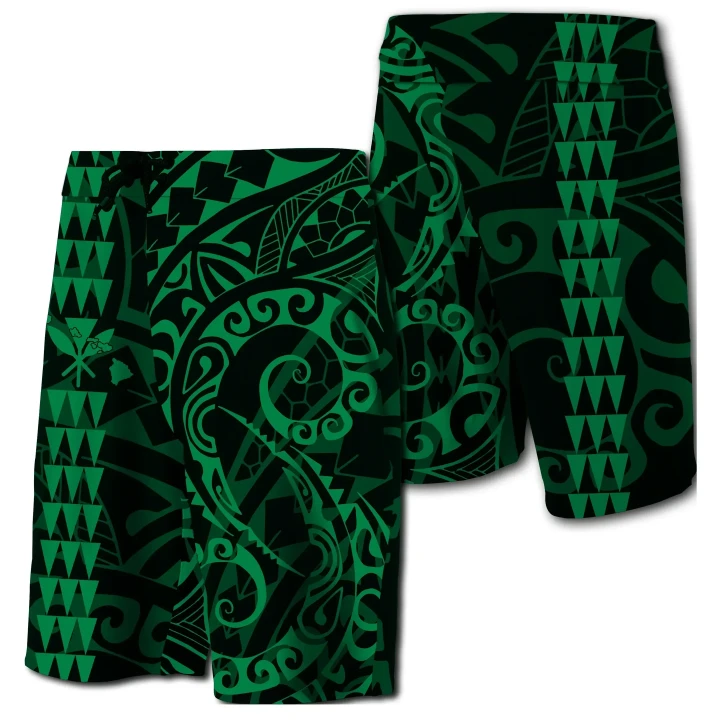 Alohawaii Short - Hawaii Kakau Polynesian Kanaka Board Shorts Green- Snapy Style