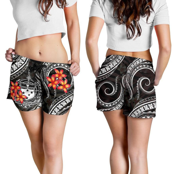 Alohawaii Short - Samoa Polynesian Women Shorts - White Plumeria | Alohawaii.co