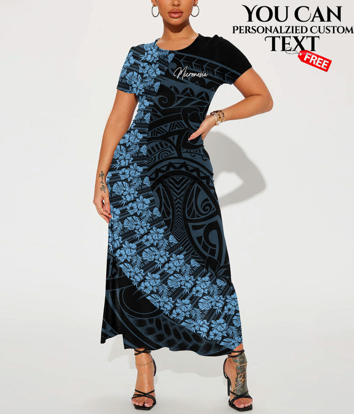 Micronesia Women's Dress With Short Sleeve Polynesian Fashion A7 | LoveNewZealand