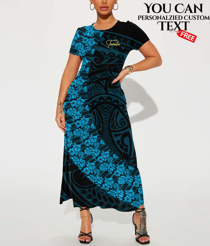 Tuvalu Women's Dress With Short Sleeve Polynesian Fashion A7 | LoveNewZealand
