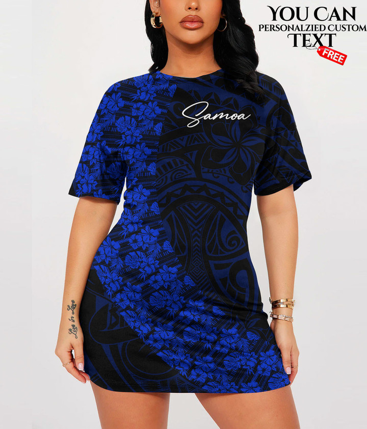 Samoa Women's Short Sleeve O-neck Dress Polynesian Fashion A7 | LoveNewZealand