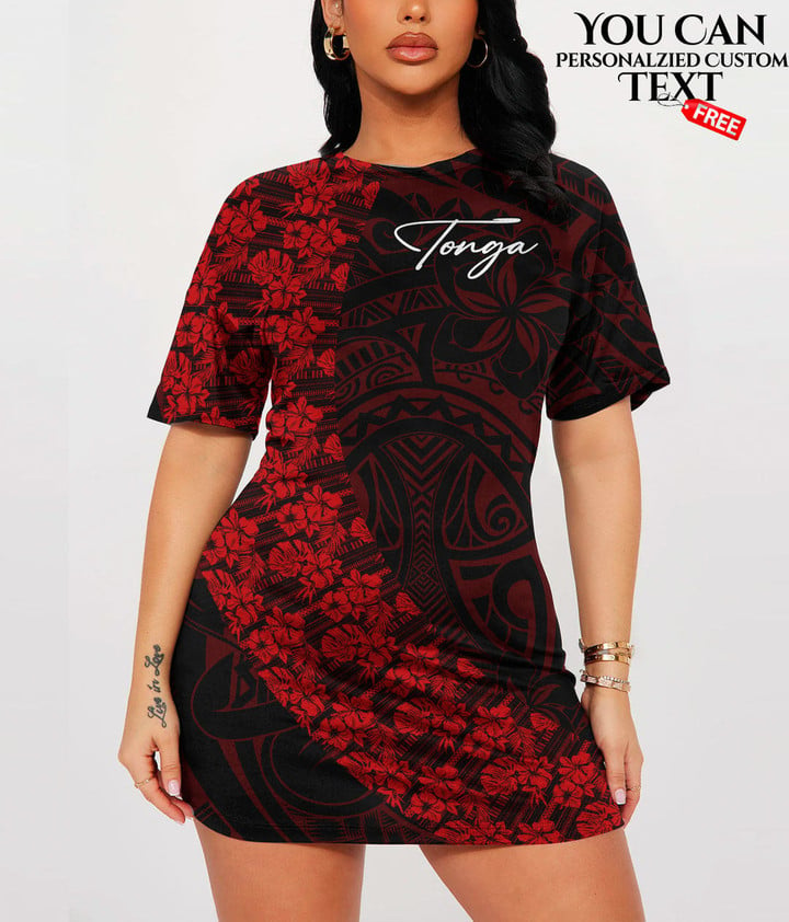 Tonga Women's Short Sleeve O-neck Dress Polynesian Fashion A7 | LoveNewZealand