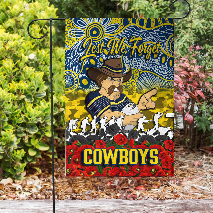 North Queensland Cowboys Garden Flag - Anzac Day Lest We Forget A31B