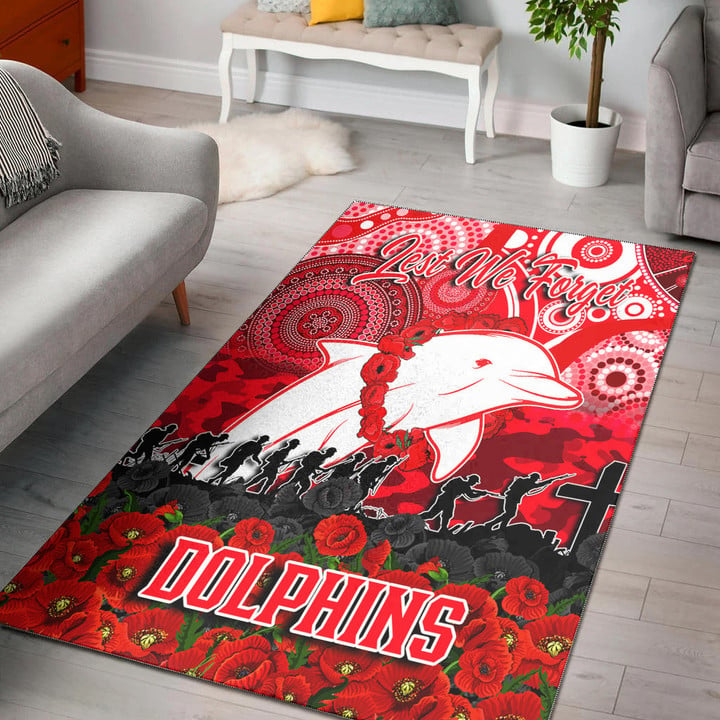 Redcliffe Dolphins Area Rug - Anzac Day Lest We Forget A31B