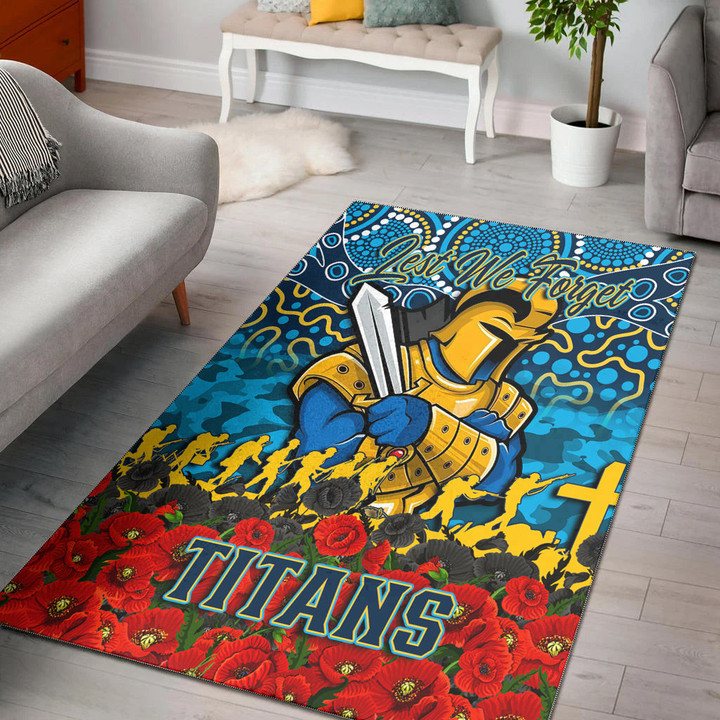 Gold Coast Titans Area Rug - Anzac Day Lest We Forget A31B