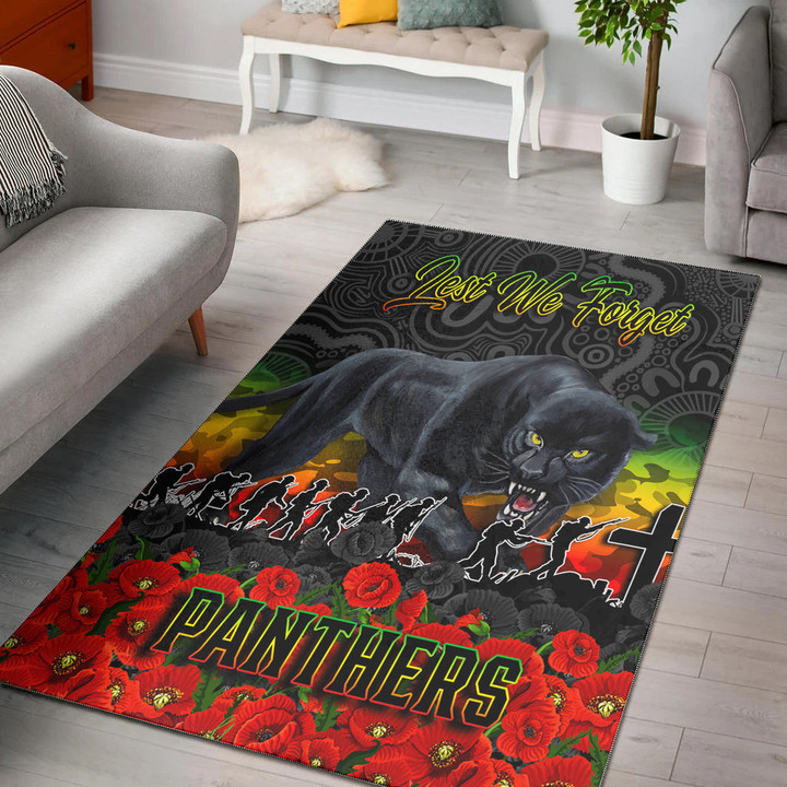 Penrith Panthers Area Rug - Anzac Day Lest We Forget A31B