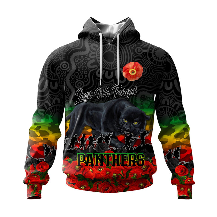(Custom) Penrith Panthers Hoodie, Anzac Day Lest We Forget A31B