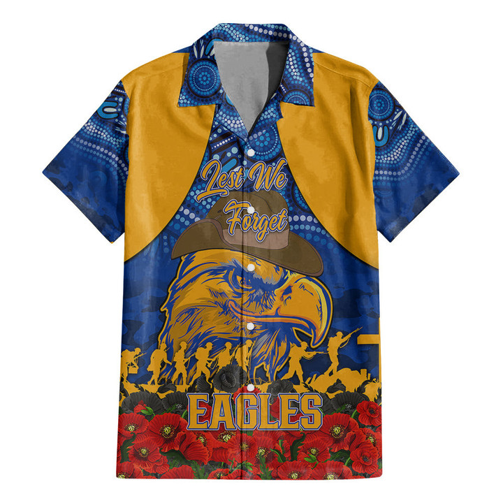 (Custom) West Coast Eagles Hawaiian Shirt, Anzac Day Lest We Forget A31B