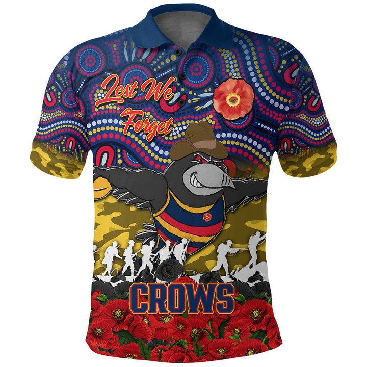 (Custom) Adelaide Crows Polo Shirt, Anzac Day Lest We Forget A31B