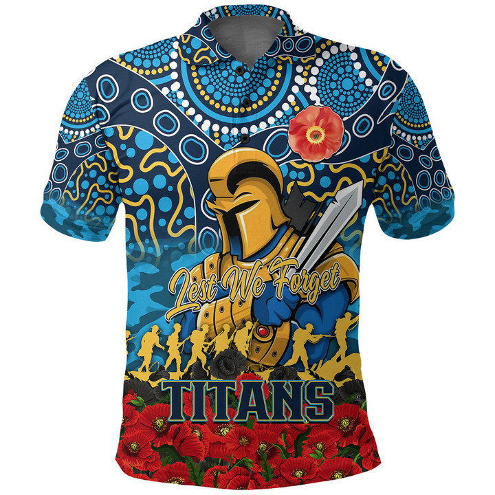 (Custom) Gold Coast Titans Polo Shirt, Anzac Day Lest We Forget A31B