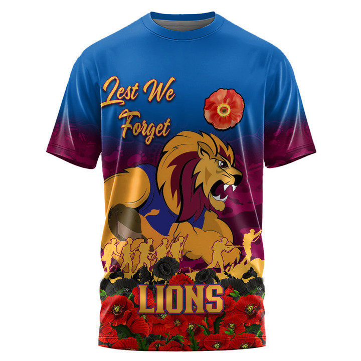 (Custom) Brisbane Lions T-shirt, Anzac Day Lest We Forget A31B