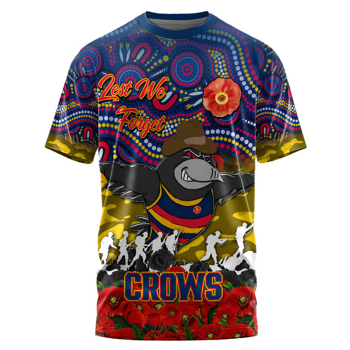 (Custom) Adelaide Crows T-shirt, Anzac Day Lest We Forget A31B