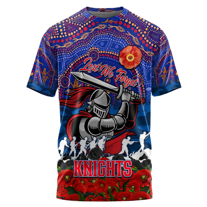 (Custom) Newcastle Knights T-shirt, Anzac Day Lest We Forget A31B