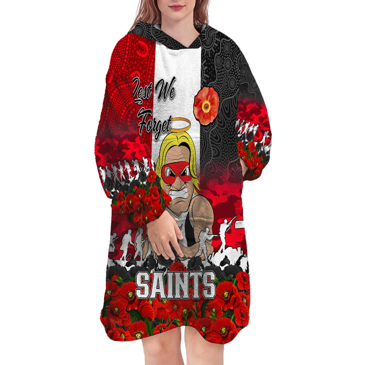 (Custom) St Kilda Saints Snug Hoodie, Anzac Day Lest We Forget A31B