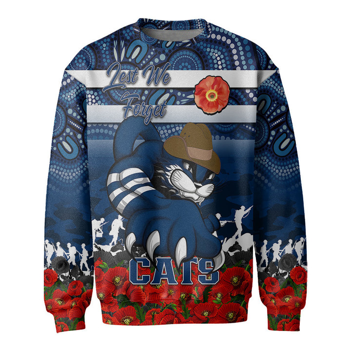 (Custom) Geelong Cats Sweatshirt, Anzac Day Lest We Forget A31B