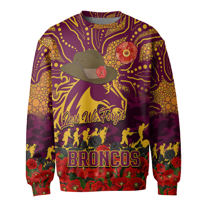 (Custom) Brisbane Broncos Sweatshirt, Anzac Day Lest We Forget A31B