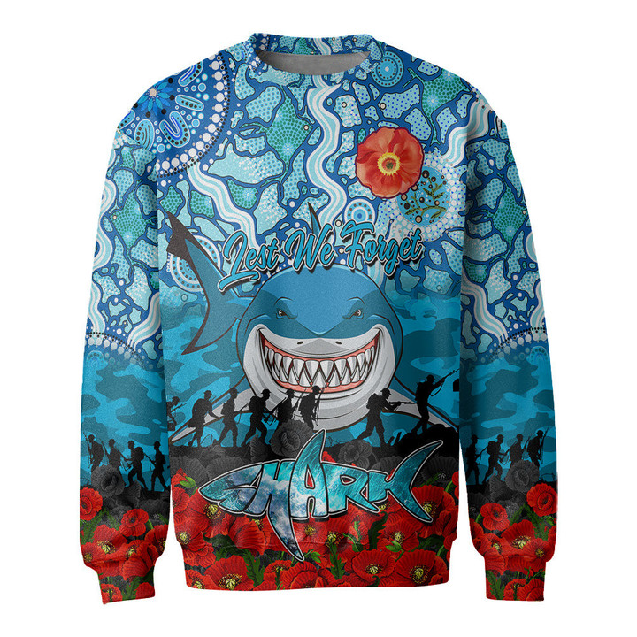 (Custom) Cronulla-Sutherland-Sharks Sweatshirt, Anzac Day Lest We Forget A31B