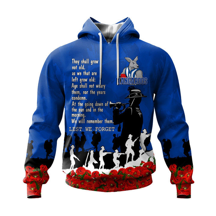 North Melbourne Kangaroos  Hoodie, Anzac Day For the Fallen A31B