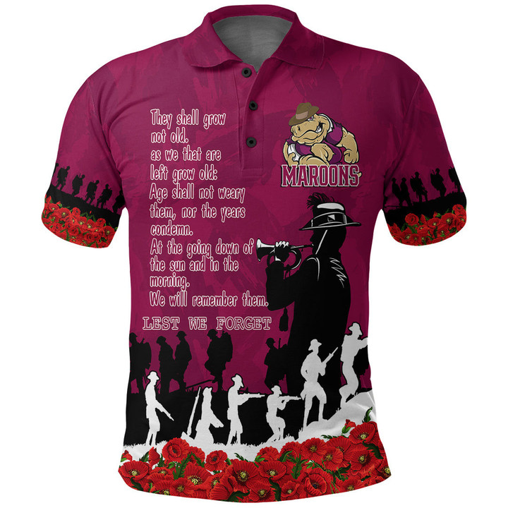 Queensland Maroons Polo Shirt, Anzac Day For the Fallen A31B