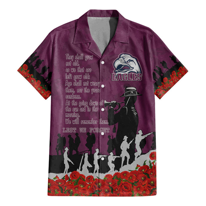 Manly Warringah Sea Eagles Hawaiian Shirt, Anzac Day For the Fallen A31B